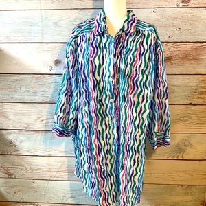 5X 100% cotton multicolored button down blouse.